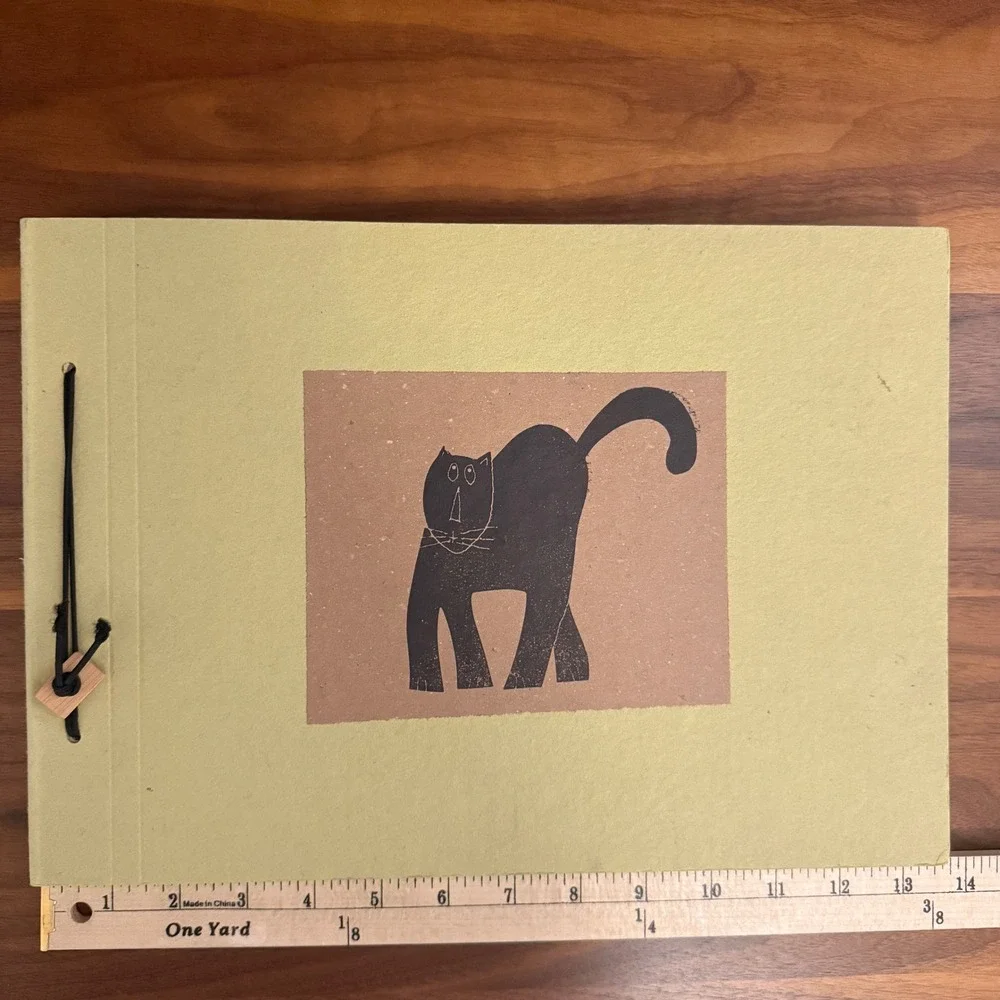 VTG Felice Botta Firenze Italy Handmade Cat Photo Album Scrapbook‎ Paper Journal